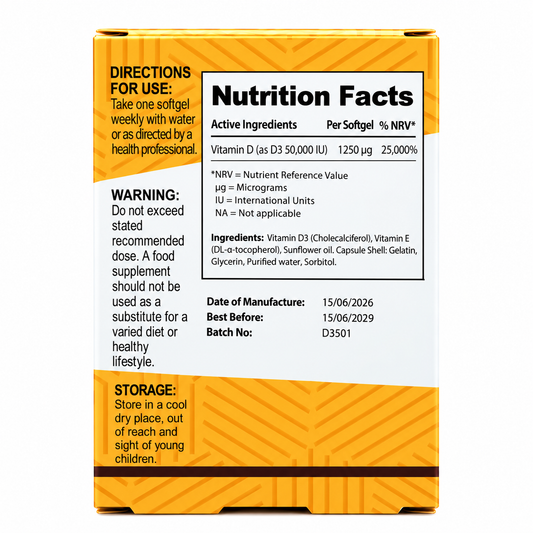 Vitamine D3 50 000 UI – 12 capsules molles
