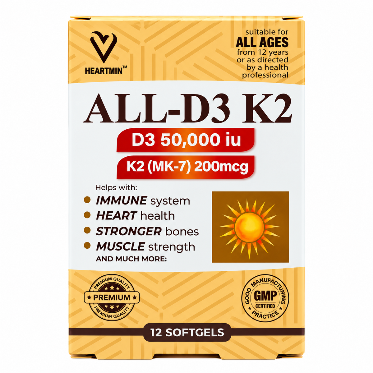 Vitamin D3 50,000iu + K2 (MK-7) 200mcg