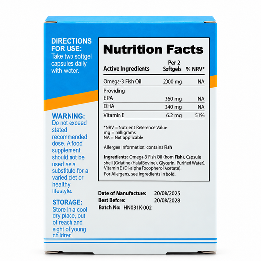 Oméga-3 1000 mg – Riche en DHA et EPA – 60 capsules