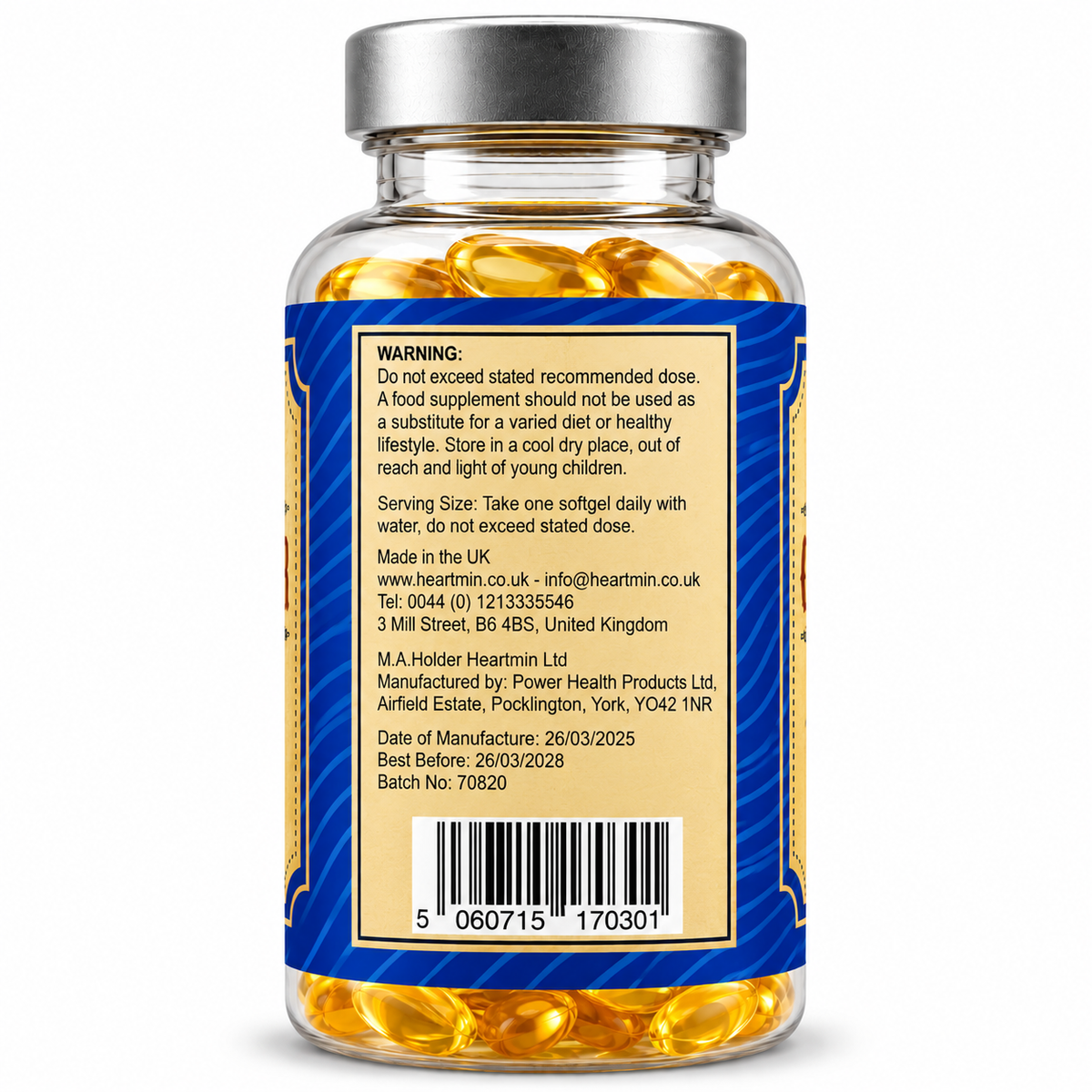 Cod Liver Oil 1000 mg with Omega 3, Vit A & D – 30 Softgels