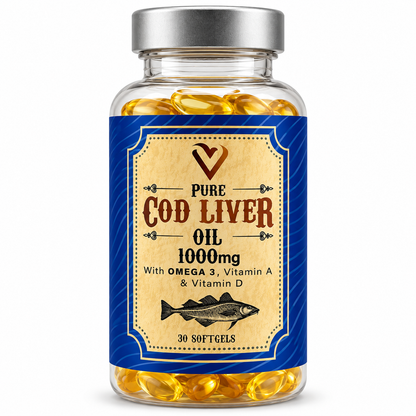 Cod Liver Oil 1000 mg with Omega 3, Vit A & D – 30 Softgels