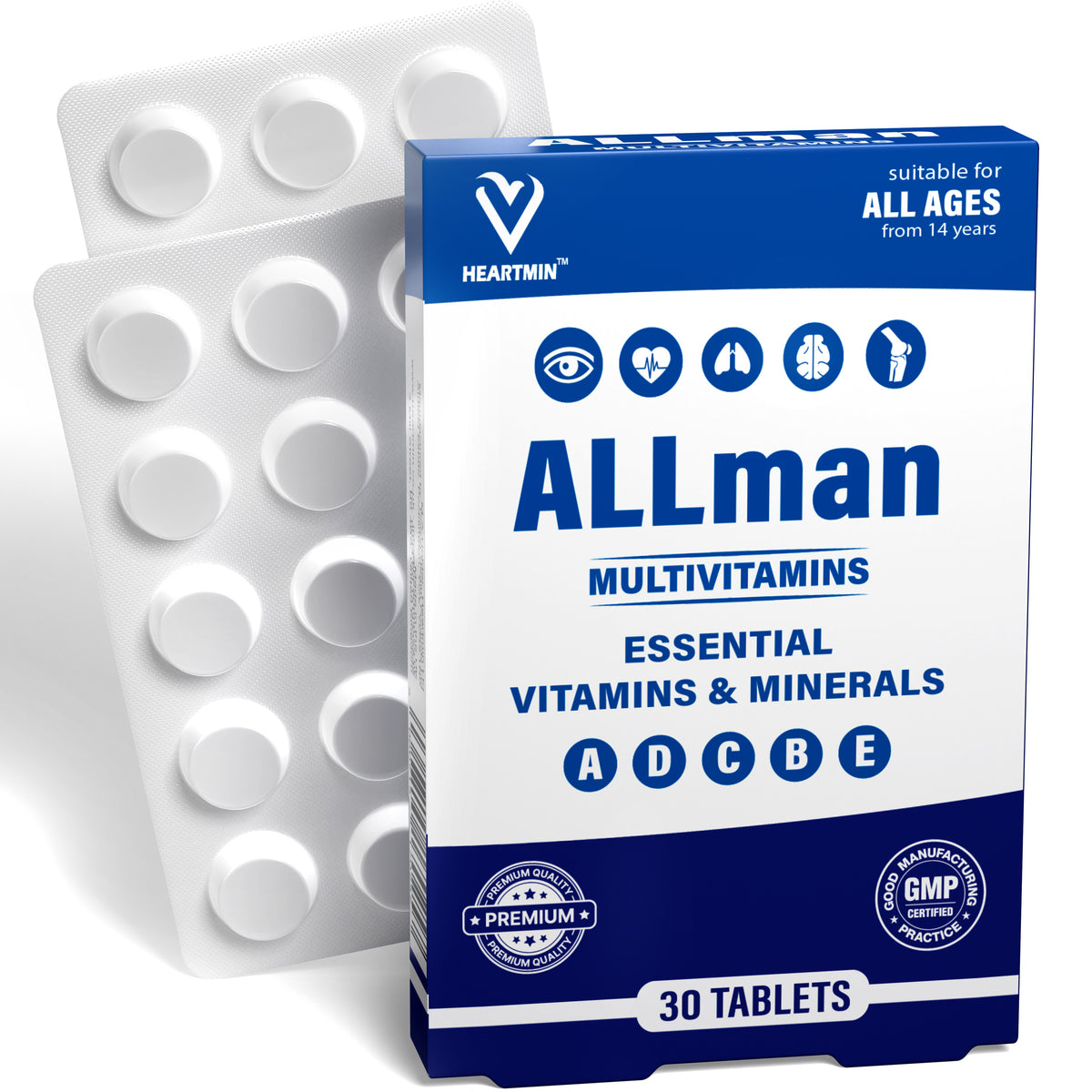 ALLman Multivitamin – Essential Vitamins & Minerals for Men’s Health – 30 Tablet