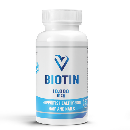 Biotin 10000mcg – Supports Healthy Skin, Hair, and Nails – 30 Tablets